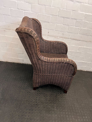 Rustic Brown Wicker Armchair – Cozy Rattan Accent Chair - 2ndhandwarehouse.com