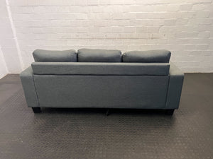 Modern Grey Fabric Sectional Couch with Storage Ottoman