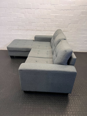 Modern Grey Fabric Sectional Couch with Storage Ottoman