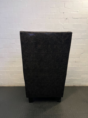 Stylish Black Crocodile Print High-Back Accent Chair