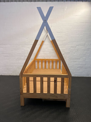 Charming Wooden Teepee Toddler Bed with Storage Drawer - REDUCED