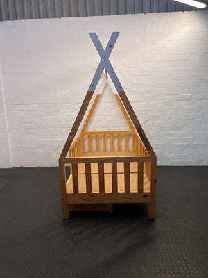 Charming Wooden Teepee Toddler Bed with Storage Drawer - REDUCED