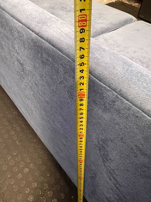 Stylish Blue Velvet 2-Seater Couch with Minor Wear