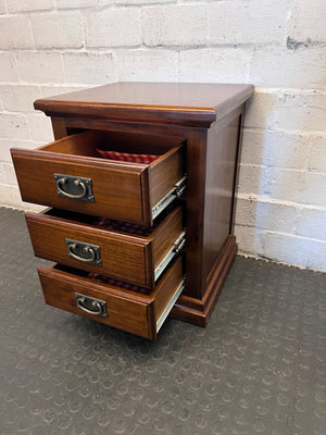 Timeless Dark Wood 3-Drawer Bedside Table - 2ndhandwarehouse.com