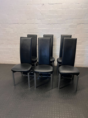 Sleek Black Faux Leather Dining Chair - 2ndhandwarehouse.com