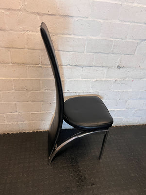 Sleek Black Faux Leather Dining Chair - 2ndhandwarehouse.com