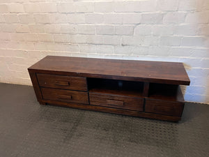 Sleek Dark Wood TV Unit with Integrated Storage - 2ndhandwarehouse.com