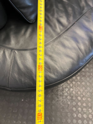 Sleek Black Leather Curved Modular Sofa | Modern Lounge Couch