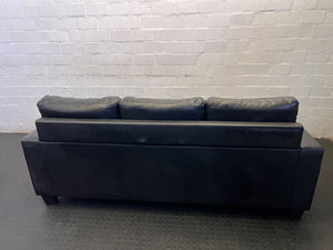 Stylish Black Faux Leather L-Shape Corner Couch - Visible damages