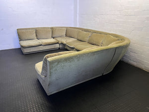 Retro U-Shaped Plush Sectional Sofa - Sage Green - Fair used