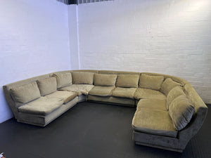 Retro U-Shaped Plush Sectional Sofa - Sage Green - Fair used