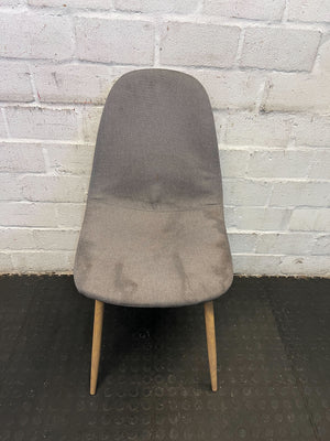 Stylish Grey Upholstered Dining Chair with Wooden Legs – Minor Scratches - 2ndhandwarehouse.com