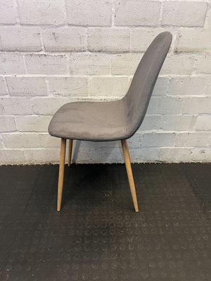 Stylish Grey Upholstered Dining Chair with Wooden Legs – Minor Scratches - 2ndhandwarehouse.com