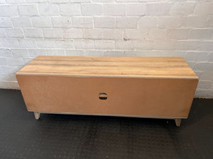 Modern Wood & White TV Unit with Storage - Fair used