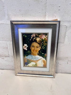 Elegant Silver Framed Photo in Matte White Border – Vintage Charm - 2ndhandwarehouse.com