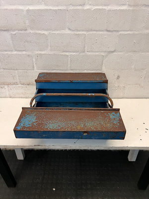 Vintage Metal Tool Box with Rusty Blue Finish - 2ndhandwarehouse.com