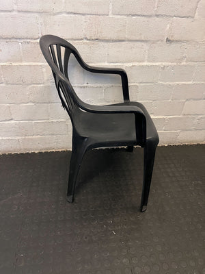 Durable Black Plastic Chair with Minor Scratches