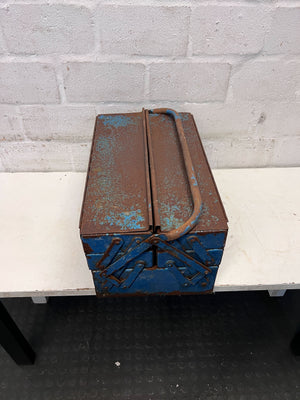 Vintage Metal Tool Box with Rusty Blue Finish - 2ndhandwarehouse.com