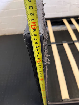 Sleek Black Upholstered Double Bed Frame with Minor Wear - REDUCED