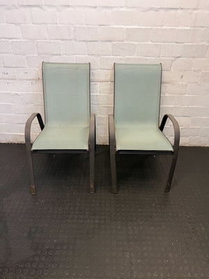 Contemporary Metal Garden Chair with Mint Green Fabric - Slight Rust