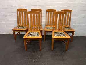 Wooden Dining Chair - Natural Oak Finish with Woven Seat - 2ndhandwarehouse.com