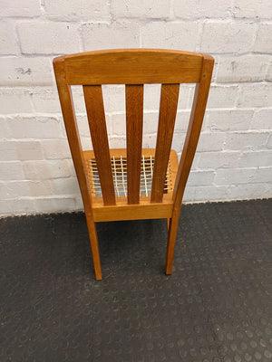 Wooden Dining Chair - Natural Oak Finish with Woven Seat - 2ndhandwarehouse.com