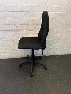 Comfortable Black Fabric Office Chair with Minor Wear