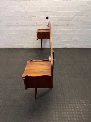 Elegant Vintage Mahogany Wooden Headboard with Shelves and Lamp - REDUCED