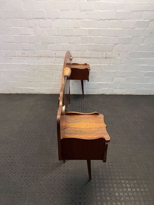 Elegant Vintage Mahogany Wooden Headboard with Shelves and Lamp - REDUCED