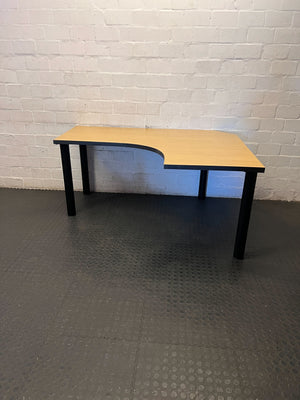 Versatile L-Shaped Corner Desk - Light Wood & Black