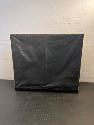 Vintage Gold Patterned Settee with Brown Velvet Cushion - REDUCED