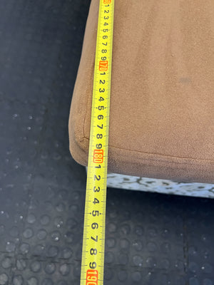 Vintage Gold Patterned Settee with Brown Velvet Cushion - REDUCED