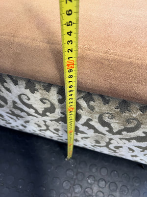 Vintage Gold Patterned Settee with Brown Velvet Cushion - REDUCED