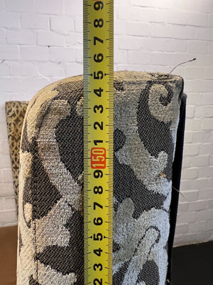 Vintage Gold Patterned Settee with Brown Velvet Cushion - REDUCED