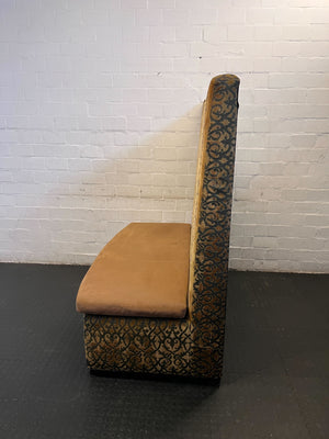 Elegant Vintage Upholstered Sofa in Gold and Brown with Minor Wear - REDUCED