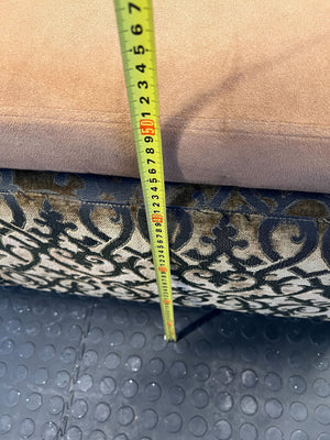 Elegant Vintage Upholstered Sofa in Gold and Brown with Minor Wear - REDUCED