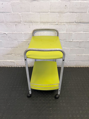 Bright Green Metal Rolling Cart with Minor Scratches