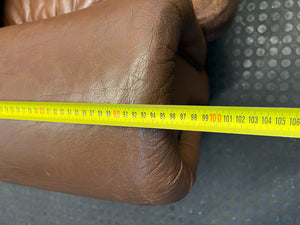 Brown Leather Two-Seater Sofa with Decorative Nails - Has A Minor Tear - REDUCED