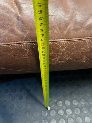 Brown Leather Two-Seater Sofa with Decorative Nails - Has A Minor Tear - REDUCED