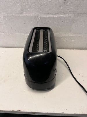 Stylish Black Two-Slice Toaster with Minor Scratches