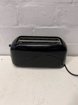 Stylish Black Two-Slice Toaster with Minor Scratches
