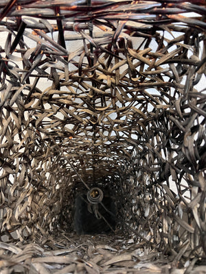 Stylish Black Wicker Floor Lamp β Unique Design, Minor Wear