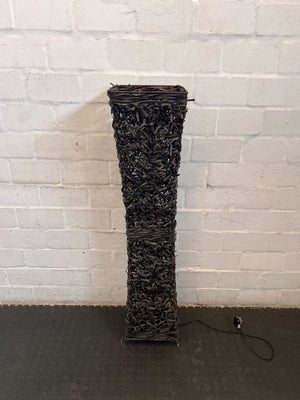Stylish Black Wicker Floor Lamp β Unique Design, Minor Wear