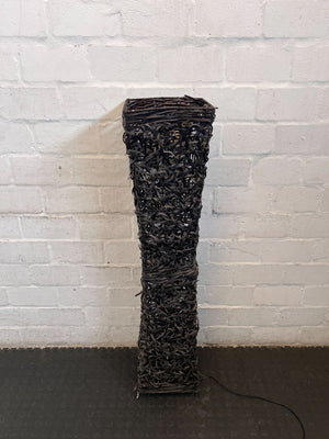 Stylish Black Wicker Floor Lamp β Unique Design, Minor Wear