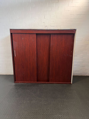 Versatile Cherry Wood Sliding Door Storage Cabinet