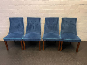 Stylish Blue Velvet Accent Chair with Wooden Legs β Minor Wear - PRICE DROP - 2ndhandwarehouse.com