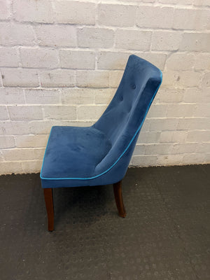 Stylish Blue Velvet Accent Chair with Wooden Legs β Minor Wear - PRICE DROP - 2ndhandwarehouse.com
