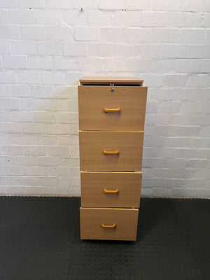 Stylish Light Wood 4-Drawer Storage Cabinet with Minor Wear