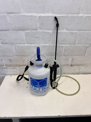 Versatile White Handheld Garden Sprayer with Blue Handle