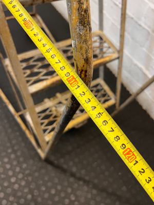 Industrial Metal Rolling Ladder - Well-Used with Significant Rust - 2ndhandwarehouse.com